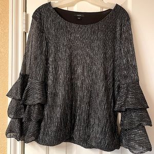 Silver metallic threads Black Alfani Top